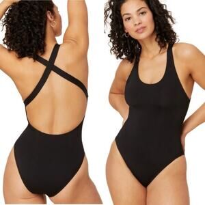 Andie Swim Tulum Flat Black One Piece SIZE LARGE